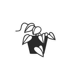 Hand drawn interior objecton white background.Vector Cozy Line Illustration. Creative art work. Doodle drawing home plant