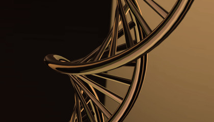 DNA in color background and various material, 3d render illustration