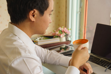 Businessperson turned off the computer and enjoying away from technology.