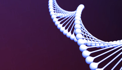 DNA in color background and various material, 3d render illustration