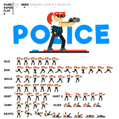 Animation of a police girl with a pistol for creating a video game