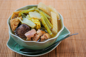 Chinese vegetables stew, mixture of vegetables, Shiitake mushroom and pork