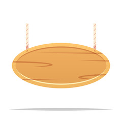 Oval wooden hanging sign vector isolated illustration
