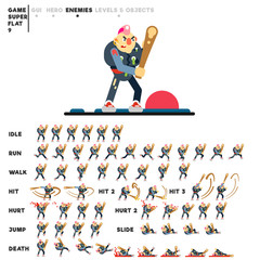 Animation of a punk with a bat for creating a video game