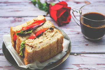 Homemade Tuna Sandwich with Tomatoes and Lettuce