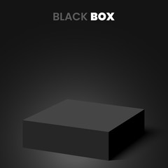 Black square box. Package. Vector illustration.