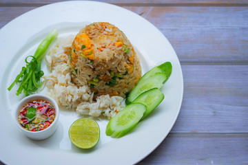 fried rice with crab with vegetable