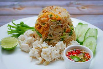 fried rice with crab with vegetable
