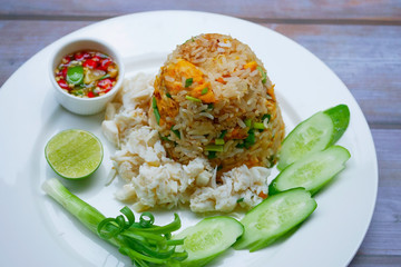 fried rice with crab with vegetable