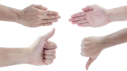 Set hand showing one like and bad count isolated on white background