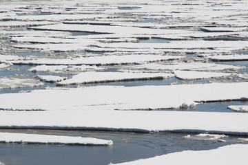 Ice floes on water