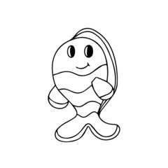 Clown Fish coloring page. outline illustration on a white background.Vector. Free hand style. For children and adults. Art therapy.