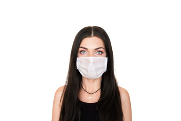 Girl in a medical mask. Portrait in a protective mask.