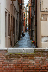 Venice, one of the narrow streets starting from the canal
