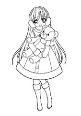 Fototapeta premium Coloring book illustration for girls