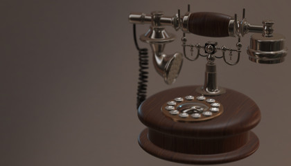 Old vintage phone, 3d render