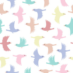Little birds seamless pattern. Color vector background.