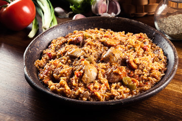 Chicken jambalaya - spicy rice with chicken a nd sausage