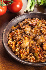 Chicken jambalaya - spicy rice with chicken a nd sausage