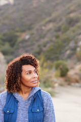 Outdoor Portrait Of Serious African American Senior Woman With Mental Health Concerns