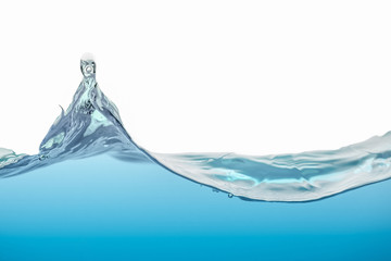 Purity water splashing wave on white background