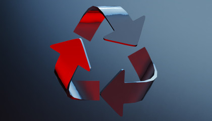 Recycle symbol on various material and background, 3d render