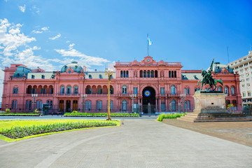 Buenos Aires. Argentina. Pink palace.
 On May square is the Presidential Palace, the Pink House or in Spanish, Casa Rosada. This is the working building of the government and the head of state. 