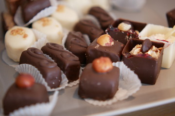chocolate with nuts, cake on a plate, domestic cakes, traditional cakes