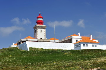 Fototapeta na wymiar Cape San Vincente Lighthouse in Portugal on the Atlantic Ocean.