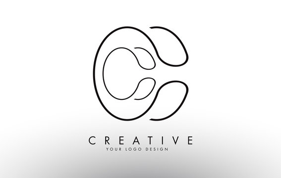 Oultine Monogram CC C C Letters Logo Design.
