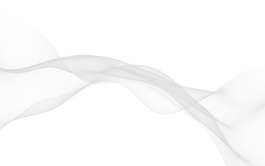 White abstract background. Fluttering white scarf. Waving on wind white fabric. 3D illustration