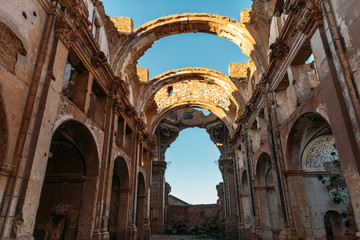 Belchite village ruins, bombarded during Spanish Civil War, in Aragon, Spain