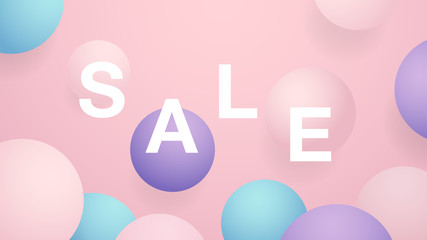 Sale banner on vector red ball abstract background