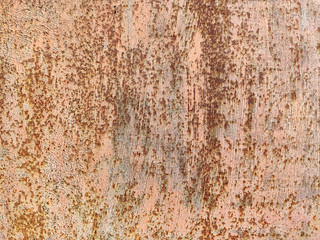 Rusty metal panel with cracked paint, corroded grunge metal background