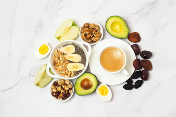 healthy organic breakfast on a white background
