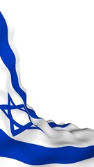 The flag of Israel. State symbol of the State of Israel. A blue Star of David between two horizontal blue stripes on a white field. 3d illustration