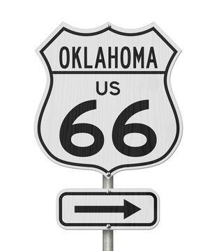 Oklahoma US route 66 road trip USA highway road sign