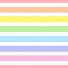 Rainbow seamless horizontal striped pattern, vector illustration. Seamless pattern with rough pastel colorful lines. Kids pastel rainbow geometric background with rough lines