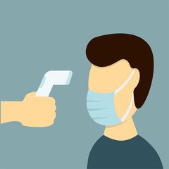Body Temperature Check during Covid-19 Outbreak Vector Illustration in Flat Design. Fever Check