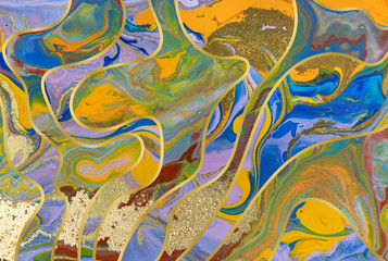 Marbled blue abstract background. Liquid marble pattern.