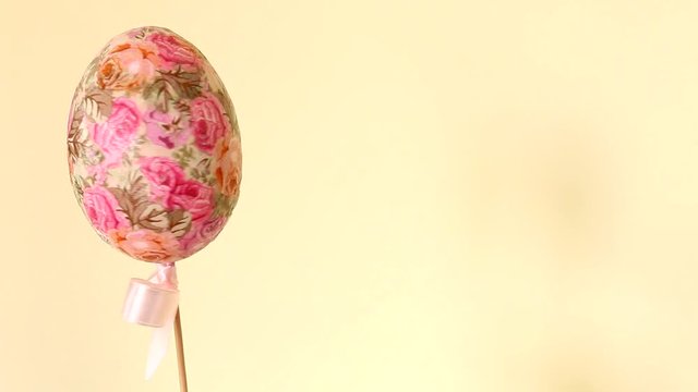 Easter egg decorated with decoupage technique. 