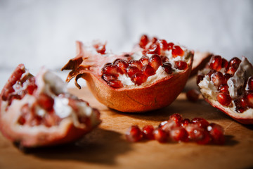 pomegranate on a wood background