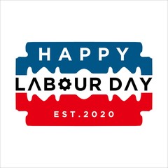 Happy labor day typographic logo. Isolated vector elements. Labor day calligraphy, lettering design. Badges usable for labor day greeting cards, posters, banners, logo etc.
