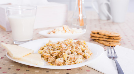 plate with cereal porridge for breakfast