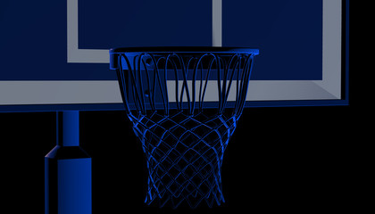 Obraz na płótnie Canvas Silver net of a basketball hoop on various material and background, 3d render