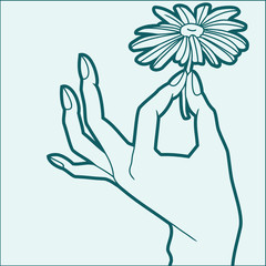 hand and flower in the art Nouveau style