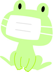 マスクをしたカエルのイラスト