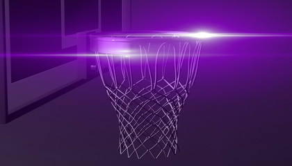 Silver net of a basketball hoop on various material and background, 3d render © Michal Šteflovič