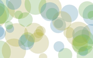 Multicolored translucent circles on a white background. Green tones. 3D illustration