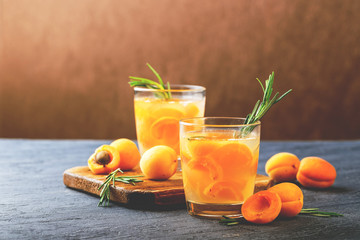 Summer drinks, rosemary aprcot cocktails.